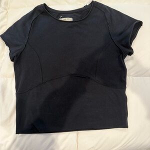 Free People Black Short Sleeve Tee